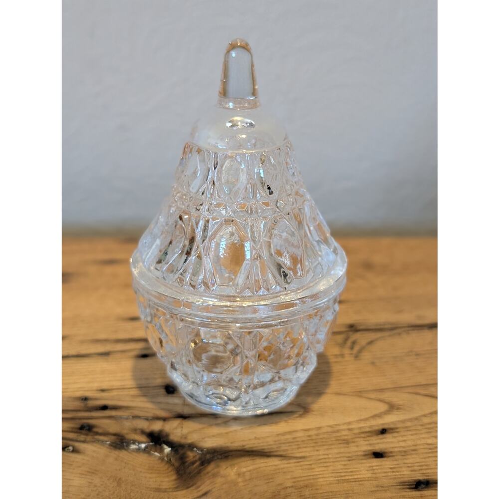 Anna Hutte Genuine Lead Crystal Pear Shaped Lidded Trinket Box Germany